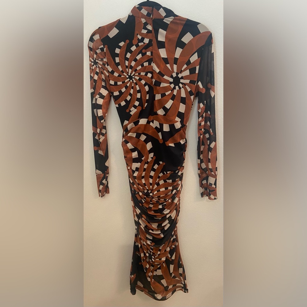 Farm Rio Bananada Dark Tulle Midi Dress - Brown - Picture 3 of 6